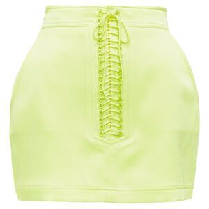 Alex Perry Spence Satin Lace Up Rounded Mini Skirt